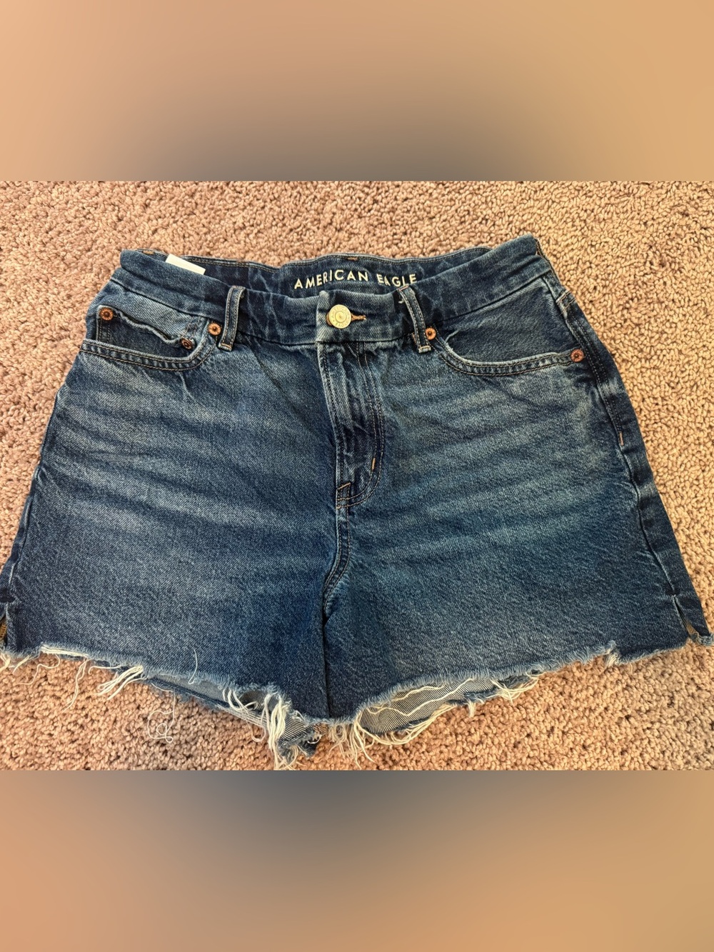 American Eagle Outfitters Dark Blue High-Rise Denim Shorts